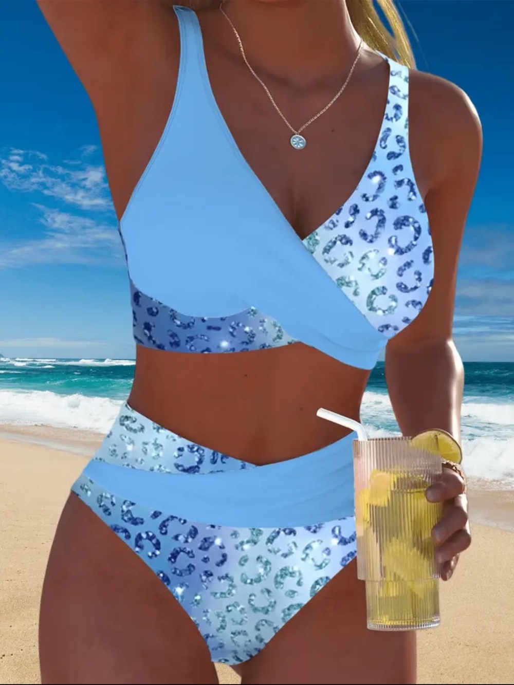 Blue Floral Tankini Set - Women Swim